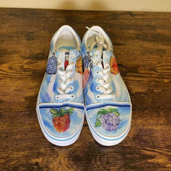 VANS Old Skool One Piece Devil Fruit Women 7 Blue 2022 Anime Straw Hat Crew - Picture 2 of 8